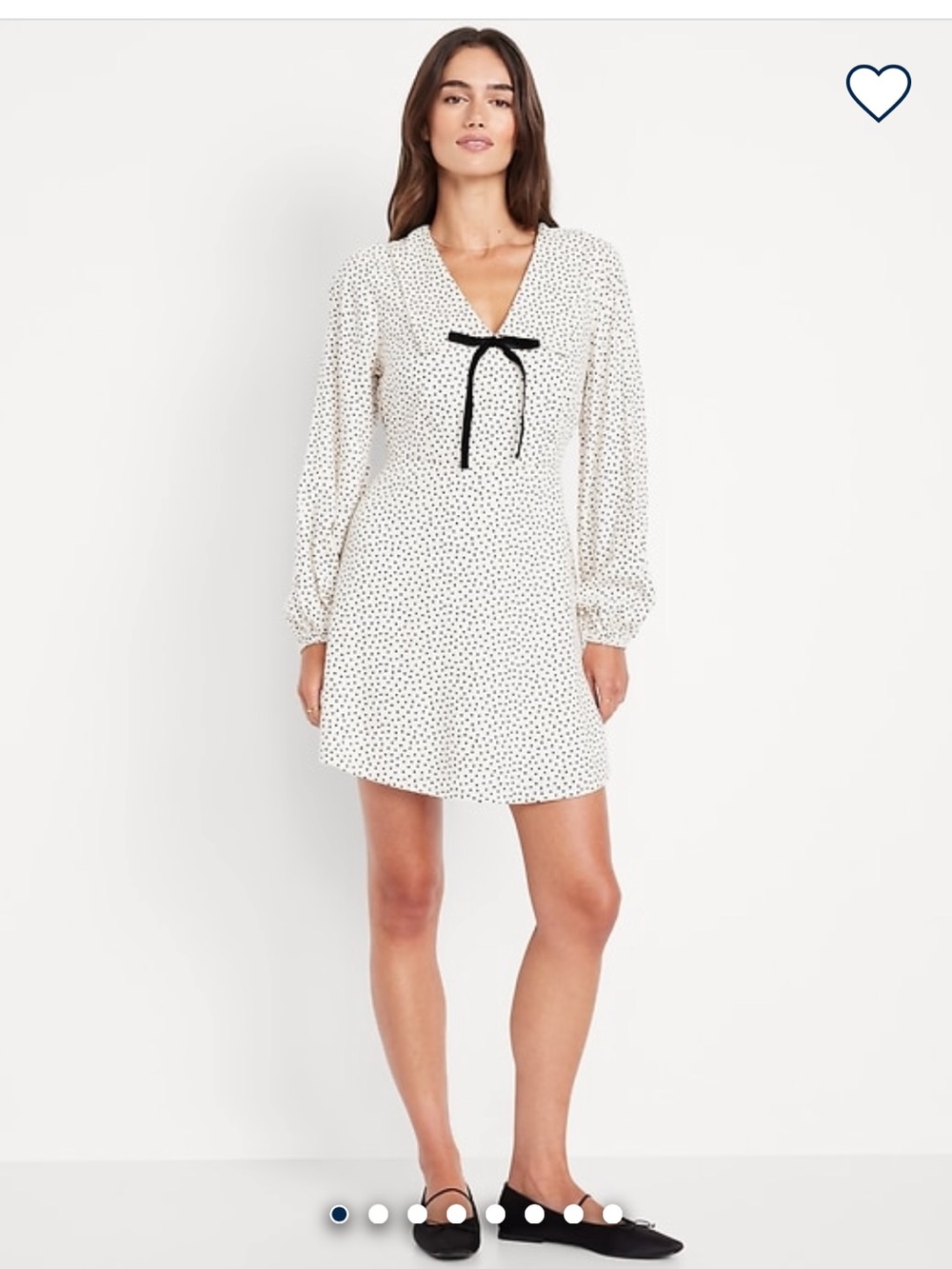 Old Navy White Polka Dot Mini Dress with Black Bow